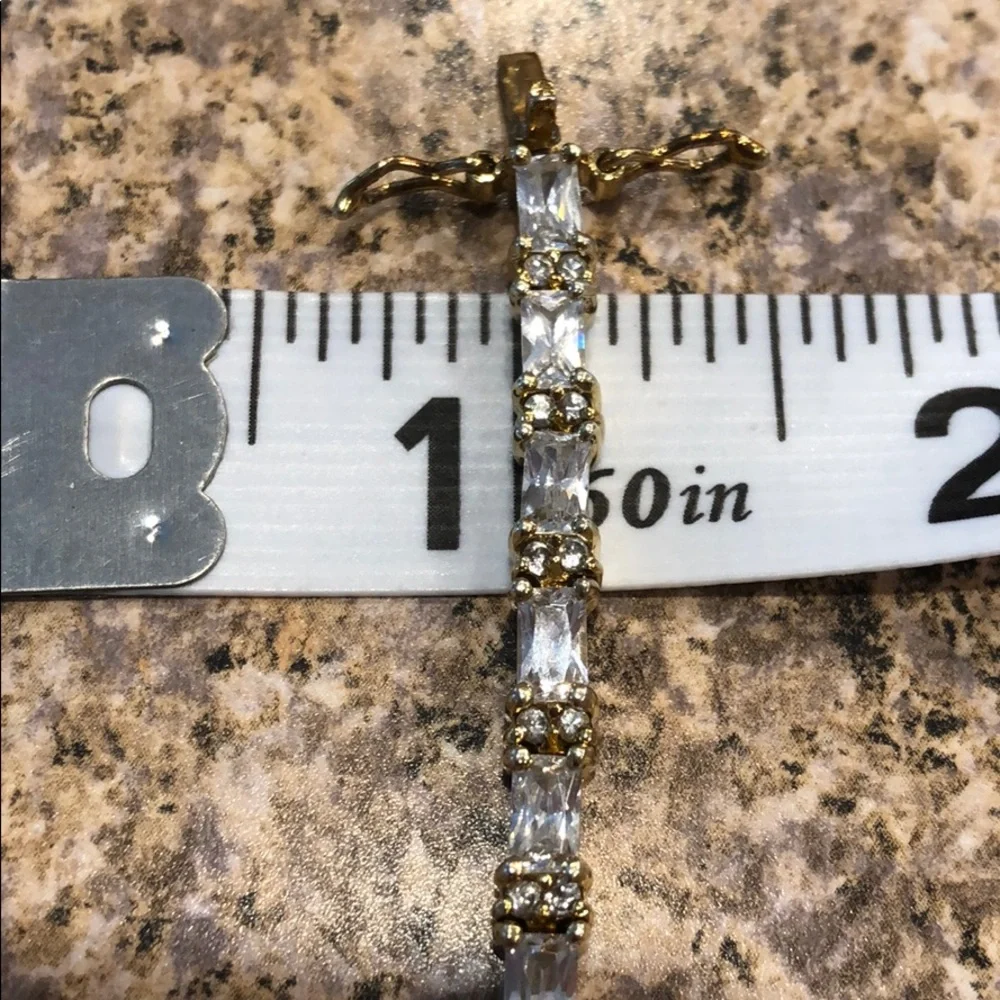 Gold Color over Sterling Tennis Style Bracelet - Picture 6 of 17